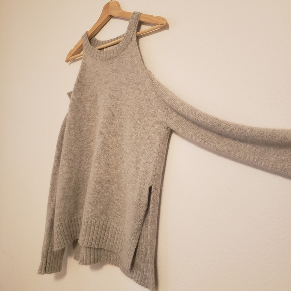 J.O.A. | Cold Shoulder Gray Angora Sweater - Picture 2 of 8